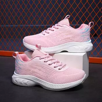 Модные весенние женские повседневные сетчатые туфли легкие дышащие на шнуровке удобные уличные модные кроссовки для бега на платформе кроссовки 35 чёрный