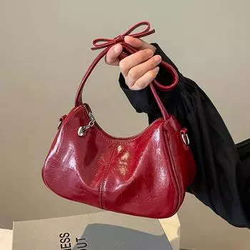 Модные винно-красные сумки на ремне для женщин, новые универсальные сумки для поездок на работу, простые однотонные женские кошельки через плечо (20cm<Max Length<30cm)