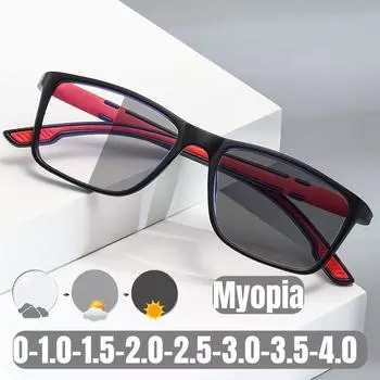 Модные винтажные фотохромные очки для мужчин и женщин, блокирующие синий свет, очки для близорукости, модные спортивные очки с обесцвечиванием 0-1,0-4,0 0