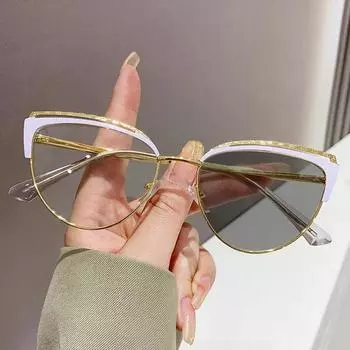 Модные винтажные фотохромные очки с защитой от синего света, женские солнцезащитные очки «кошачий глаз» с треугольниками и изменением цвета, защитные очки для глаз