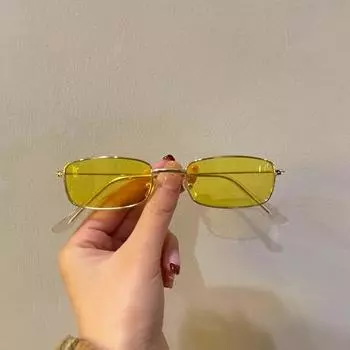 Модные винтажные маленькие прямоугольные солнцезащитные очки в металлической оправе в стиле ретро, квадратные солнцезащитные очки с цветными линзами для мужчин и женщин, очки UV400