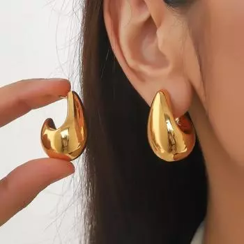 Модные винтажные массивные серьги-капли в форме купола для женщин золотистого цвета из нержавеющей стали, индивидуальные глянцевые серьги-капли, ювелирные изделия в подарок золотой