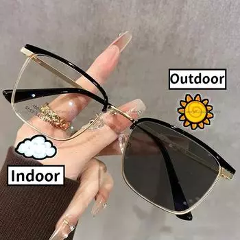 Модные винтажные полуоправы фотохромные очки для женщин и мужчин, блокирующие синий свет, близорукость, унисекс, интеллектуальные солнцезащитные очки, оттенки 0