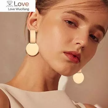 Модные винтажные серьги для женщин, большие геометрические серьги-клипсы из золота и металла, модные серьги, ювелирные аксессуары