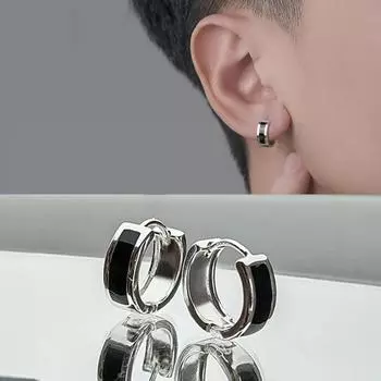 Модные винтажные серьги-кольца в стиле хип-хоп, панк, медные серьги-гвоздики для пирсинга для женщин и мужчин, круглые подвесные украшения для ушей, черный цвет чёрный
