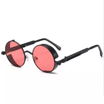 Модные винтажные солнцезащитные очки в круглой оправе, поляризационные очки в стиле стимпанк, толстая металлическая кайма UV400, нежные ювелирные изделия Tea Frame коричневый