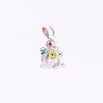 Модные винтажные украшения с изображением кролика и цветка бантом, эмалированная брошь со стразами, свадебные аксессуары для женщин