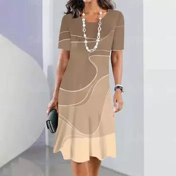 Модные винтажные женские платья в полоску с 3D-принтом, элегантные повседневные платья с коротким рукавом, большие женские платья Y2k S