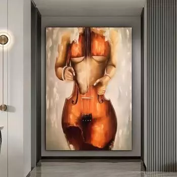 Модные виолончель и сексуальные женские постеры, музыкальные настенные художественные украшения, холст, картины и принты для гостиной, домашний декор, безрамочный 21x30cm No Framed