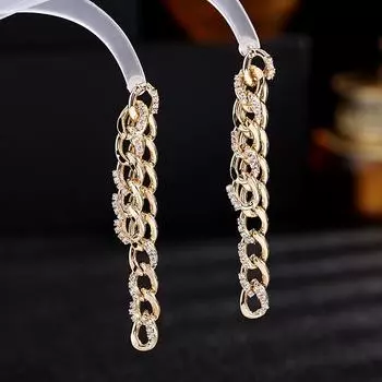 Модные висячие серьги-цепочки в стиле хип-хоп для женщин, массивные серьги в стиле хип-хоп с кубическим цирконием, дизайнерские ювелирные изделия люксового бренда