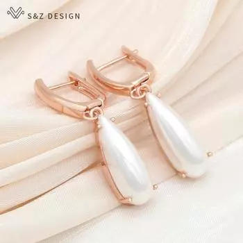 Модные висячие серьги цвета розового золота с каплями воды для женщин, свадебные роскошные украшения для девочек, романтический подарок
