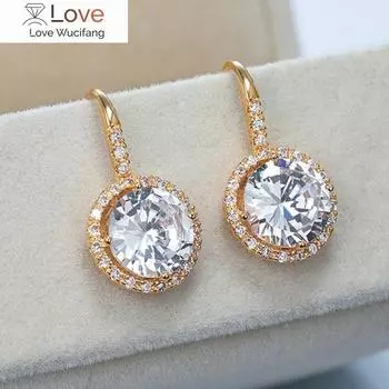 Модные висячие серьги для женщин серебряного цвета с круглым кубическим цирконием элегантные женские украшения для банкета и вечеринки подарки