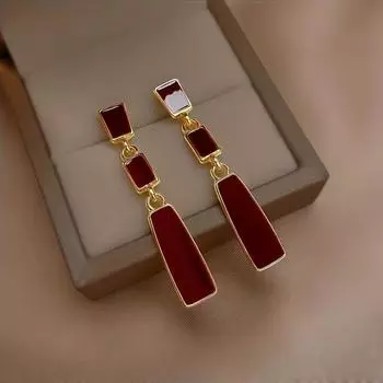 Модные висячие серьги для женских украшений красный