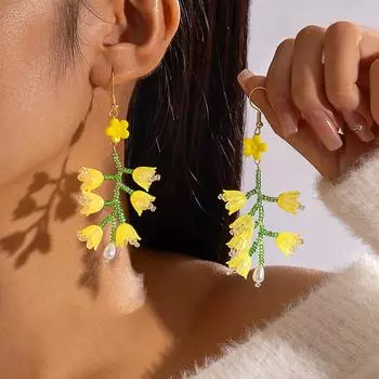 Модные висячие серьги для женских украшений жёлтый