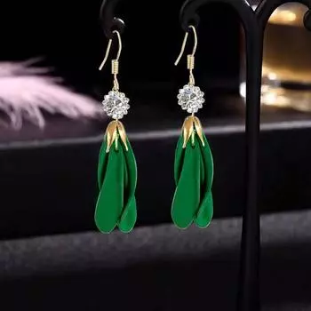 Модные висячие серьги для женских украшений зелёный