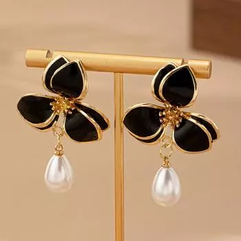 Модные висячие серьги для женских украшений чёрный