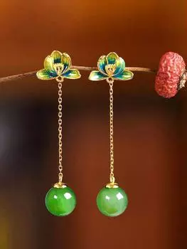 Модные висячие серьги для женских украшений зелёный