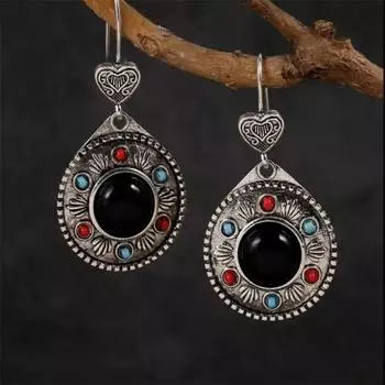 Модные висячие серьги для женских украшений чёрный