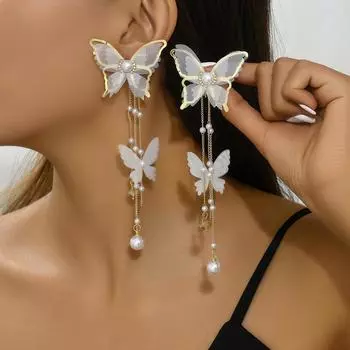 Модные висячие серьги для женских украшений белый