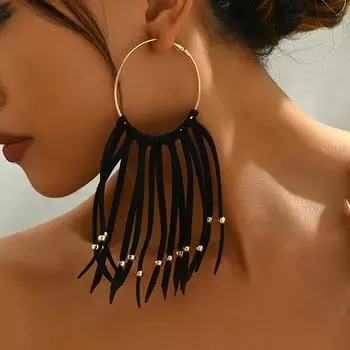 Модные висячие серьги для женских украшений чёрный