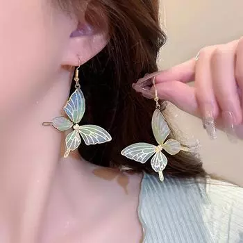 Модные висячие серьги для женских украшений зелёный