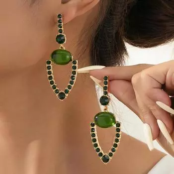 Модные висячие серьги для женских украшений зелёный