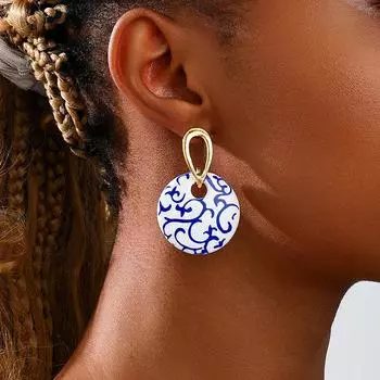 Модные висячие серьги для женских украшений синий