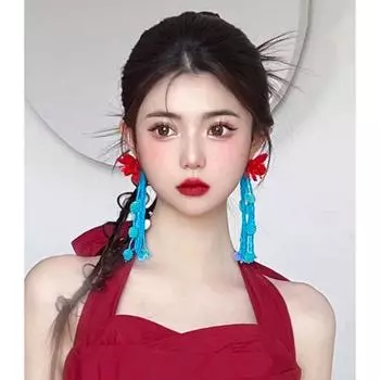 Модные висячие серьги для женских украшений синий