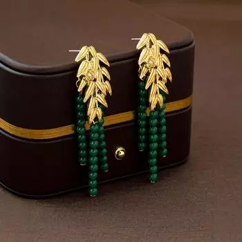 Модные висячие серьги для женских украшений зелёный