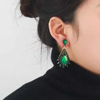 Модные висячие серьги для женских украшений зелёный