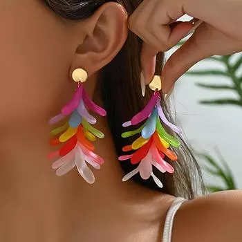 Модные висячие серьги для женских украшений разноцветный