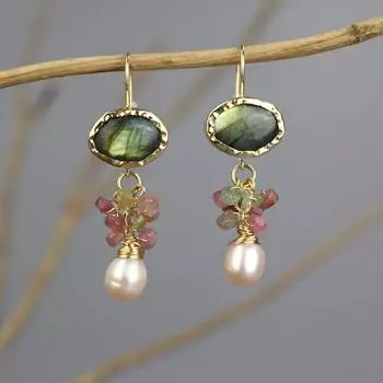 Модные висячие серьги для женских украшений зелёный