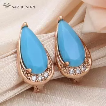 Модные висячие серьги с каплями воды и кубическим цирконием для женщин, свадебные ювелирные изделия цвета розового золота, аксессуары, подарок