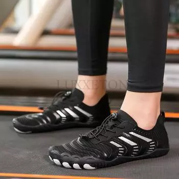 модные водные туфли мужские кроссовки босиком пляжные сандалии для активного отдыха на воде обувь для бега по течению быстросохнущие речные морские дайвинг плавание большой размер 46 36 чёрный