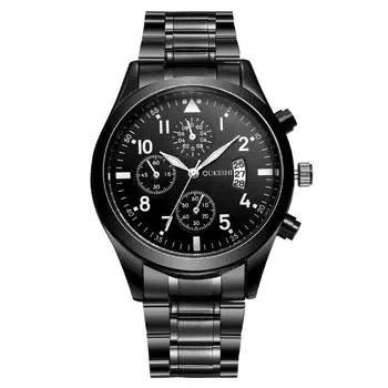 Модные водонепроницаемые мужские часы с календарем и тремя глазами Мужские часы со стальным ремешком Обработка часов Настройка