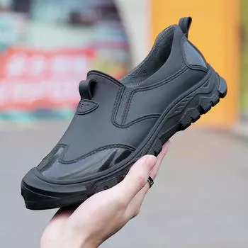 Модные водонепроницаемые мужские низкие нескользящие резиновые сапоги цвета хаки - резиновая обувь для забродов 45