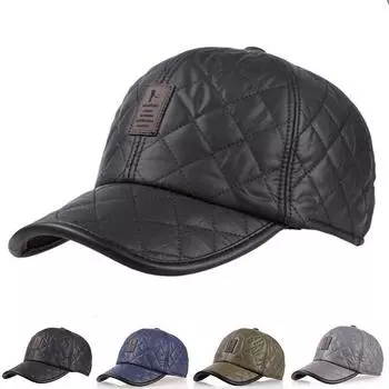 Модные водонепроницаемые мужские теплые наушники, шляпа HipPop, бейсболка из искусственной кожи на осень-зиму чёрный