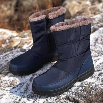 Модные водонепроницаемые мужские зимние ботинки, высокие зимние ботинки до щиколотки, теплая плюшевая женская обувь Cutton, нескользящая походная обувь для активного отдыха 36