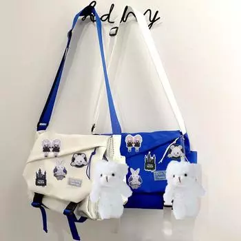 Модные водонепроницаемые сумки-мессенджеры Oxford для подростков, мужские сумки через плечо Harajuku, большие вместительные школьные сумки для школьников, Sac Bolso белый