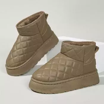 Модные водонепроницаемые теплые зимние ботинки на толстой подошве, удобные противоскользящие и морозостойкие женские уличные ботинки коричневого цвета, длинные ботинки 36 серый