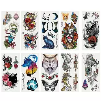 Модные водонепроницаемые временные татуировки-наклейки, боди-арт, змея, кошка, собака, сова, наклейки