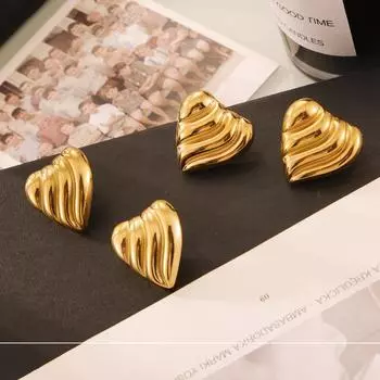 Модные волнистые серьги Love, серьги из титановой стали с покрытием из 18-каратного золота