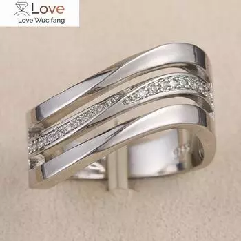 Модные волнообразные кольца для женщин и мужчин, серебряные, с микро-паве, кубические цирконии, индивидуальные аксессуары для вечеринок 6