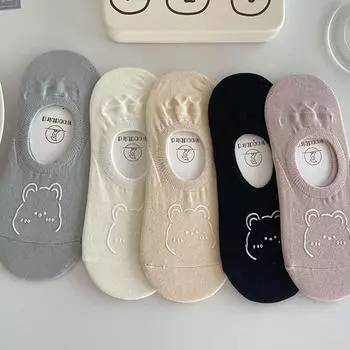 Модные впитывающие пот забавные хлопковые милые носки-лодочки в японском стиле невидимые носки женские носки чёрный