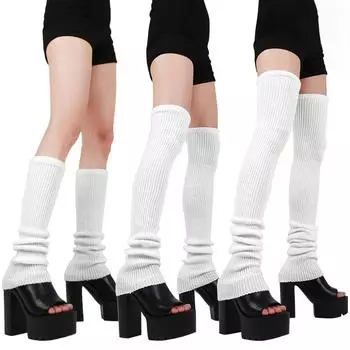 Модные вязаные многослойные носки с рукавами для носков длиной до щиколотки, чулки с тонкими ножками, женские носки с рукавами для носков 50Cm белый