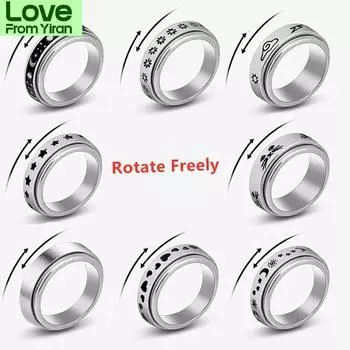 Модные вращающиеся свободно вращающиеся геометрические кольца из нержавеющей стали, тревожные унисекс безымянные кольца на палец, ювелирные аксессуары, подарок 11