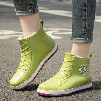 Модные всесезонные черные дождевые сапоги, нескользящие резиновые сапоги для женщин, дизайнерские резиновые сапоги на искусственной молнии, женские дождевики из желе CN 36 чёрный