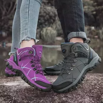 Модные высокие дышащие походные ботинки со шнуровкой, плюс бархатный теплый хлопок, идеально подходят для осени и зимы 37