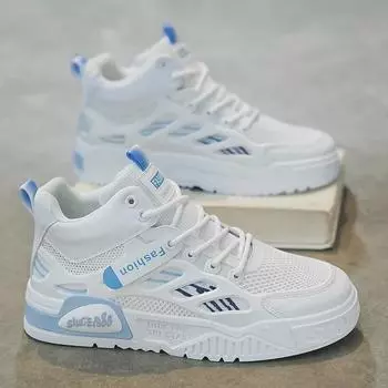 Модные высокие кроссовки для мужчин 2024 года: Нескользящая, мягкая подошва, увеличивающая высоту повседневная спортивная обувь для осени 42 бежевый