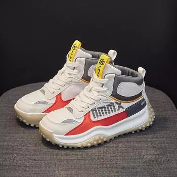 Модные высокие кроссовки для женщин, повседневные кроссовки, дышащие, удобные кроссовки для тренировок, кроссовки для бега 35 белый/красный